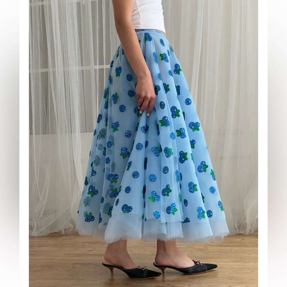 Lirika Matoshi Pink Maxi Skirt with Floral Accents